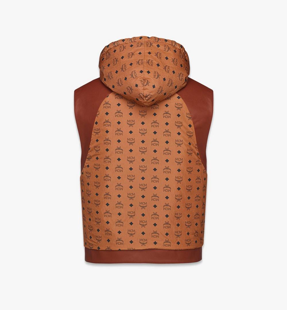 MHVFSMM02NR046-Reversible Vest in Lambskin and Monogram Nylon|Brown