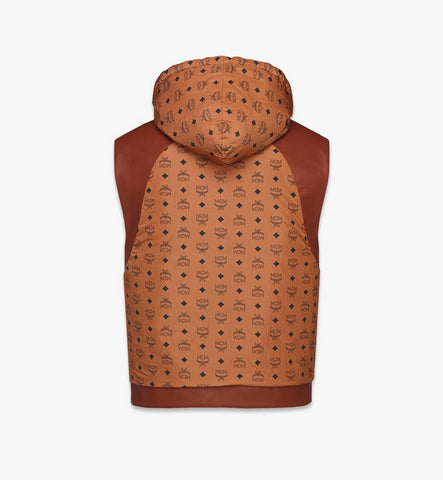 MHVFSMM02NR046-Reversible Vest in Lambskin and Monogram Nylon|Brown
