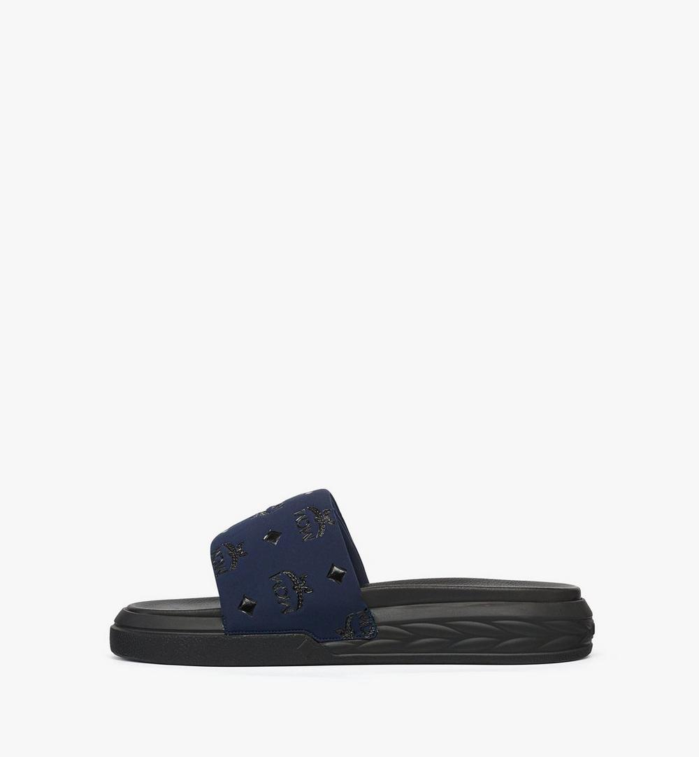 MEXFSMM03VC036-Slide Sandals in Monogram Neoprene|Navy Blazer