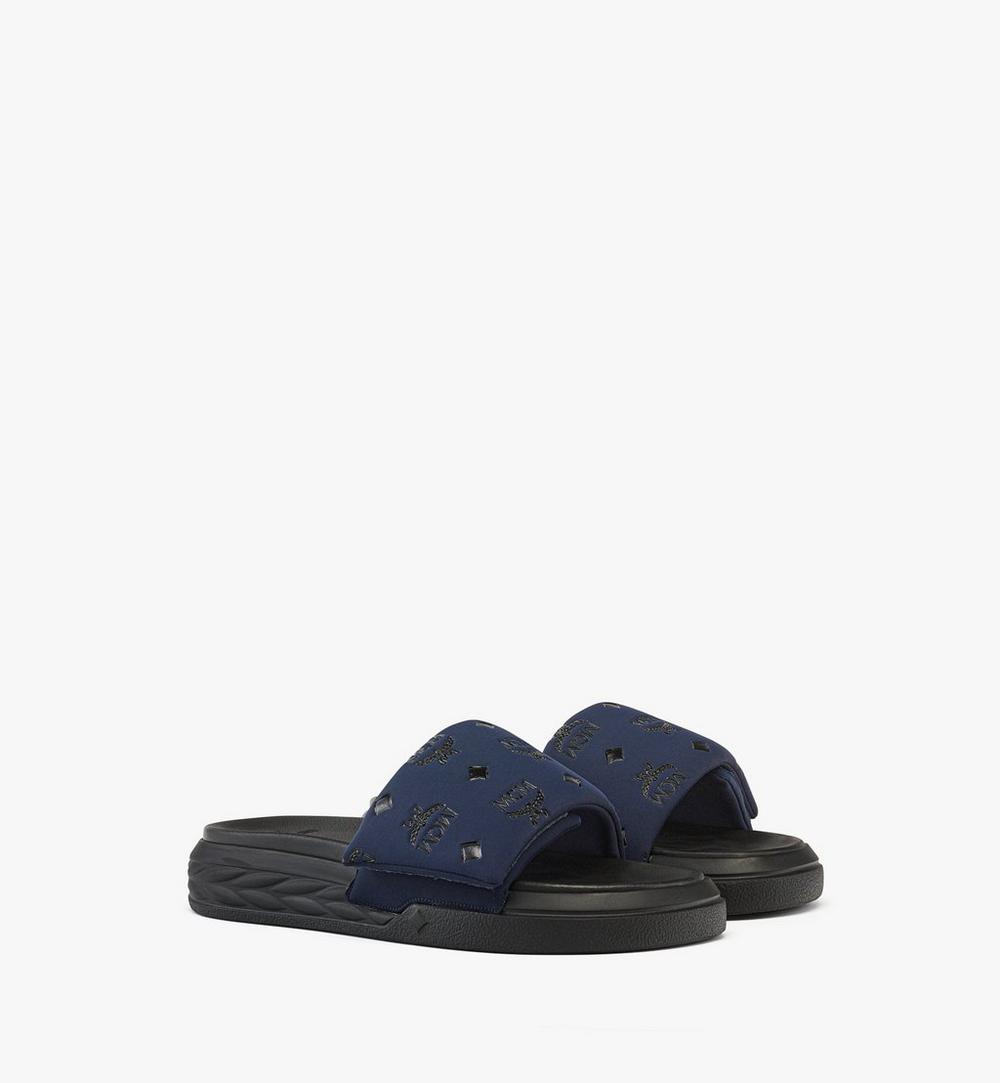 MEXFSMM03VC035-Slide Sandals in Monogram Neoprene|Navy Blazer