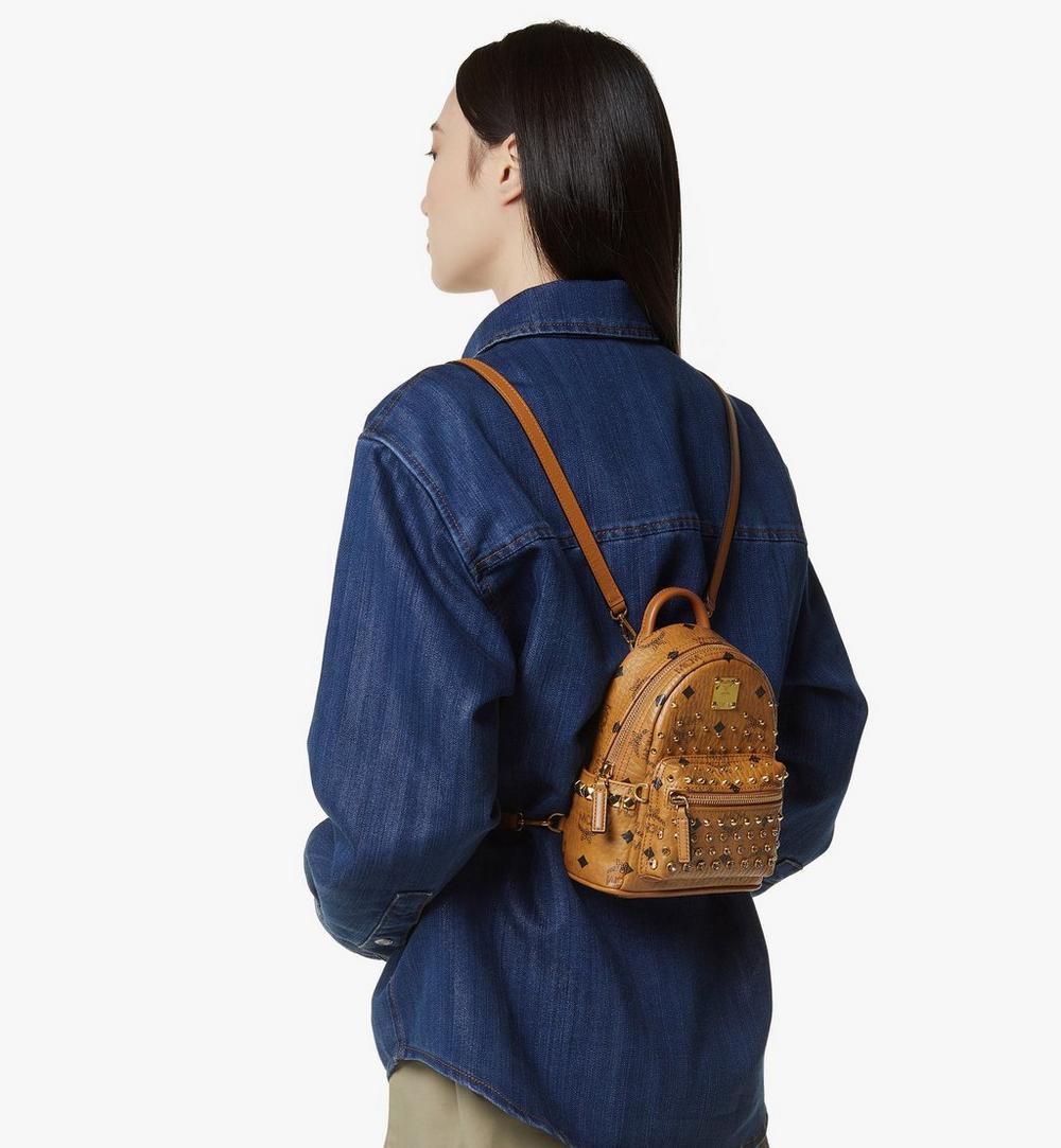 MMKGAVE08CO001-Stark Bebe Boo Backpack in Gold Crystal Visetos|Cognac