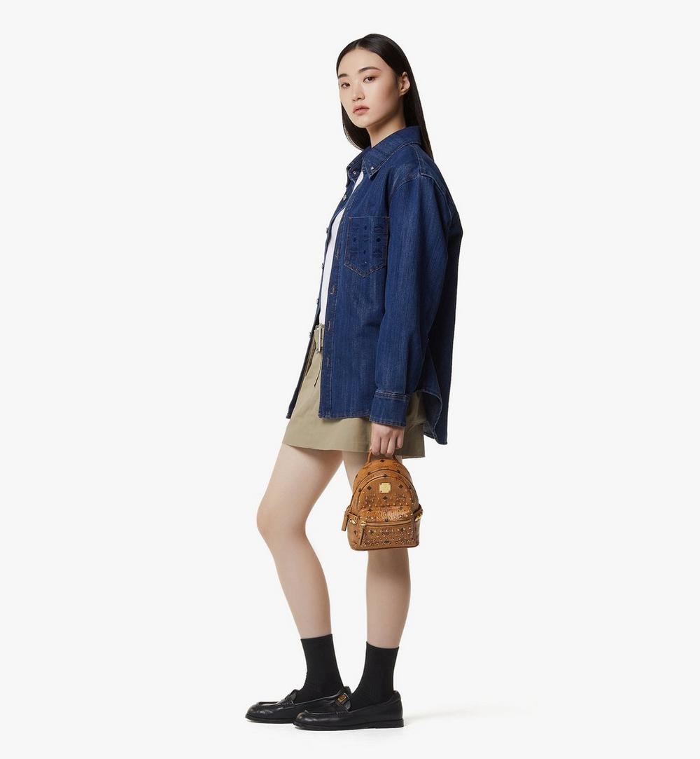 MMKGAVE08CO001-Stark Bebe Boo Backpack in Gold Crystal Visetos|Cognac