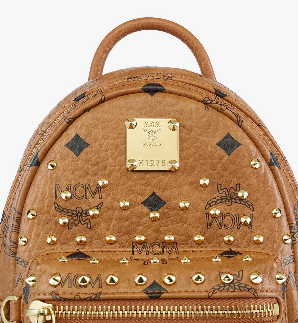 MMKGAVE08CO001-Stark Bebe Boo Backpack in Gold Crystal Visetos|Cognac