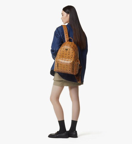 MMKGAVE07CO001-Stark Side Studs Backpack in Gold Crystal Visetos|Cognac