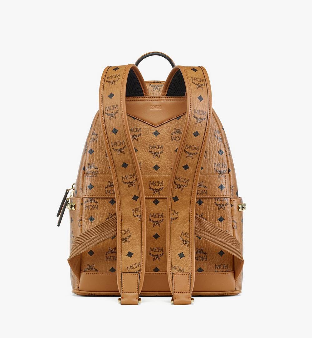 MMKGAVE07CO001-Stark Side Studs Backpack in Gold Crystal Visetos|Cognac