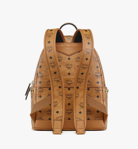 MMKGAVE07CO001-Stark Side Studs Backpack in Gold Crystal Visetos|Cognac