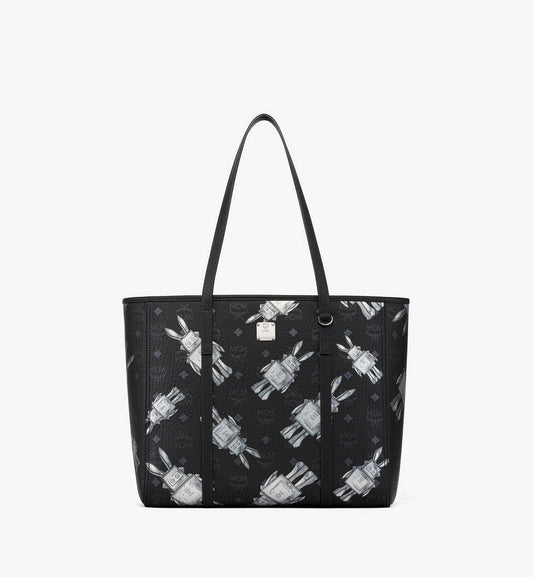 MWPGSMT10BK001-Toni Top-Zip Shopper in Rabot Visetos|BLACK