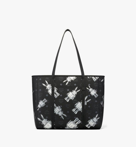 MWPGSMT10BK001-Toni Top-Zip Shopper in Rabot Visetos|BLACK