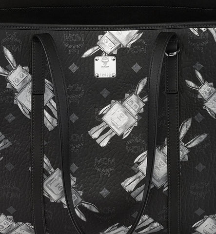 MWPGSMT10BK001-Toni Top-Zip Shopper in Rabot Visetos|BLACK