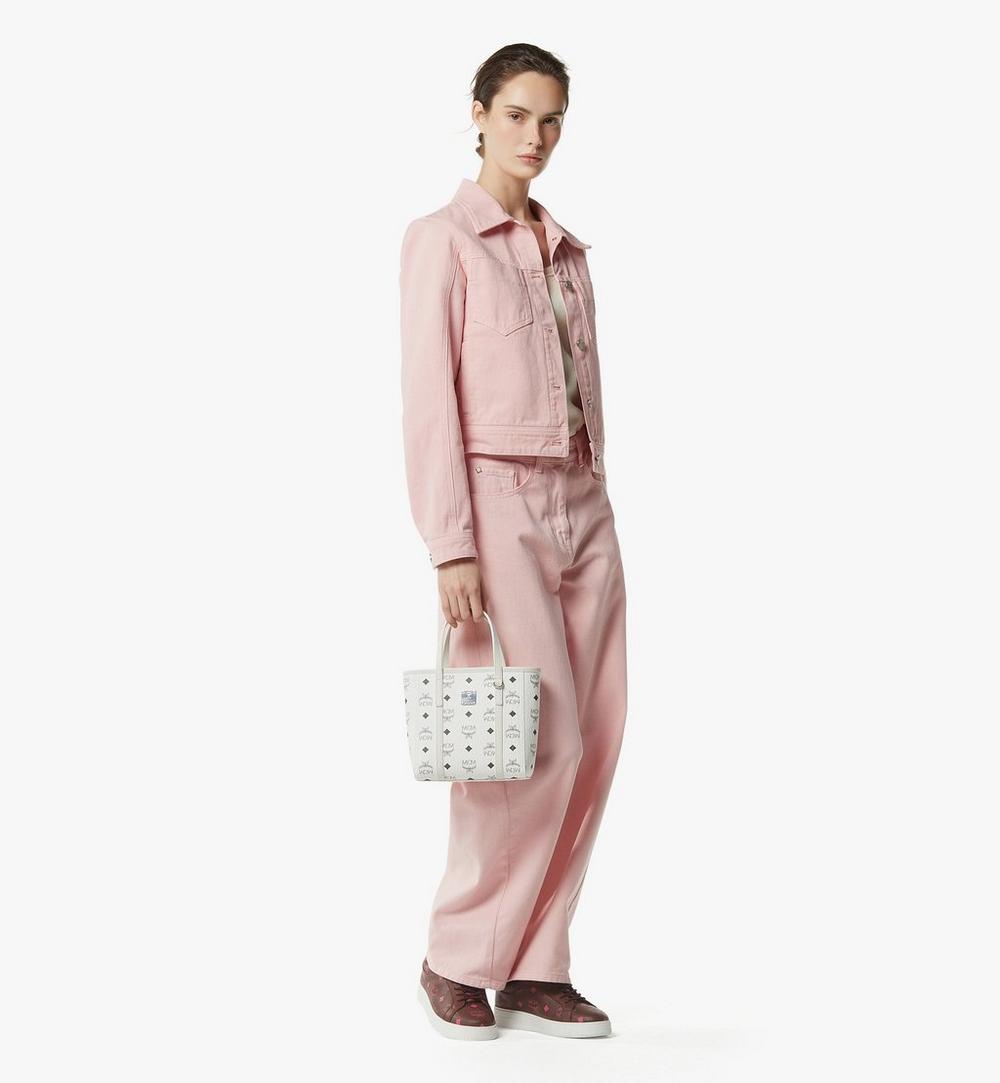 MWPGSMT02WT001-Toni Top-Zip Shopper in Visetos|White
