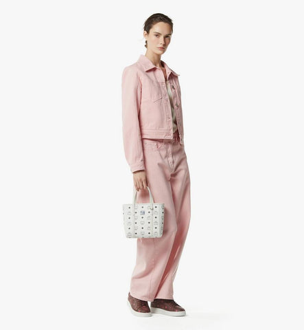 MWPGSMT02WT001-Toni Top-Zip Shopper in Visetos|White