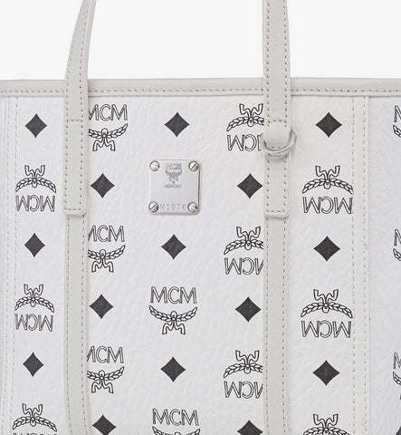 MWPGSMT02WT001-Toni Top-Zip Shopper in Visetos|White