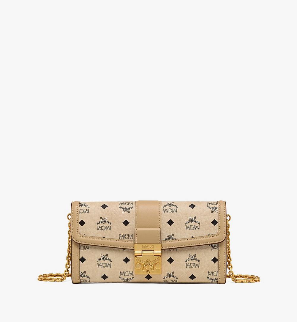 MYLDSXT01I8001-Tracy Chain Wallet in Visetos|BEIGE + BLACK