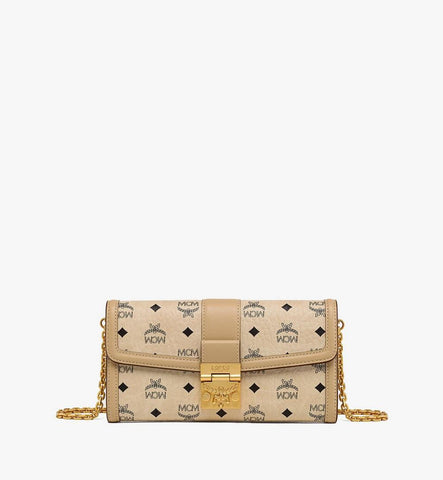 MYLDSXT01I8001-Tracy Chain Wallet in Visetos|BEIGE + BLACK
