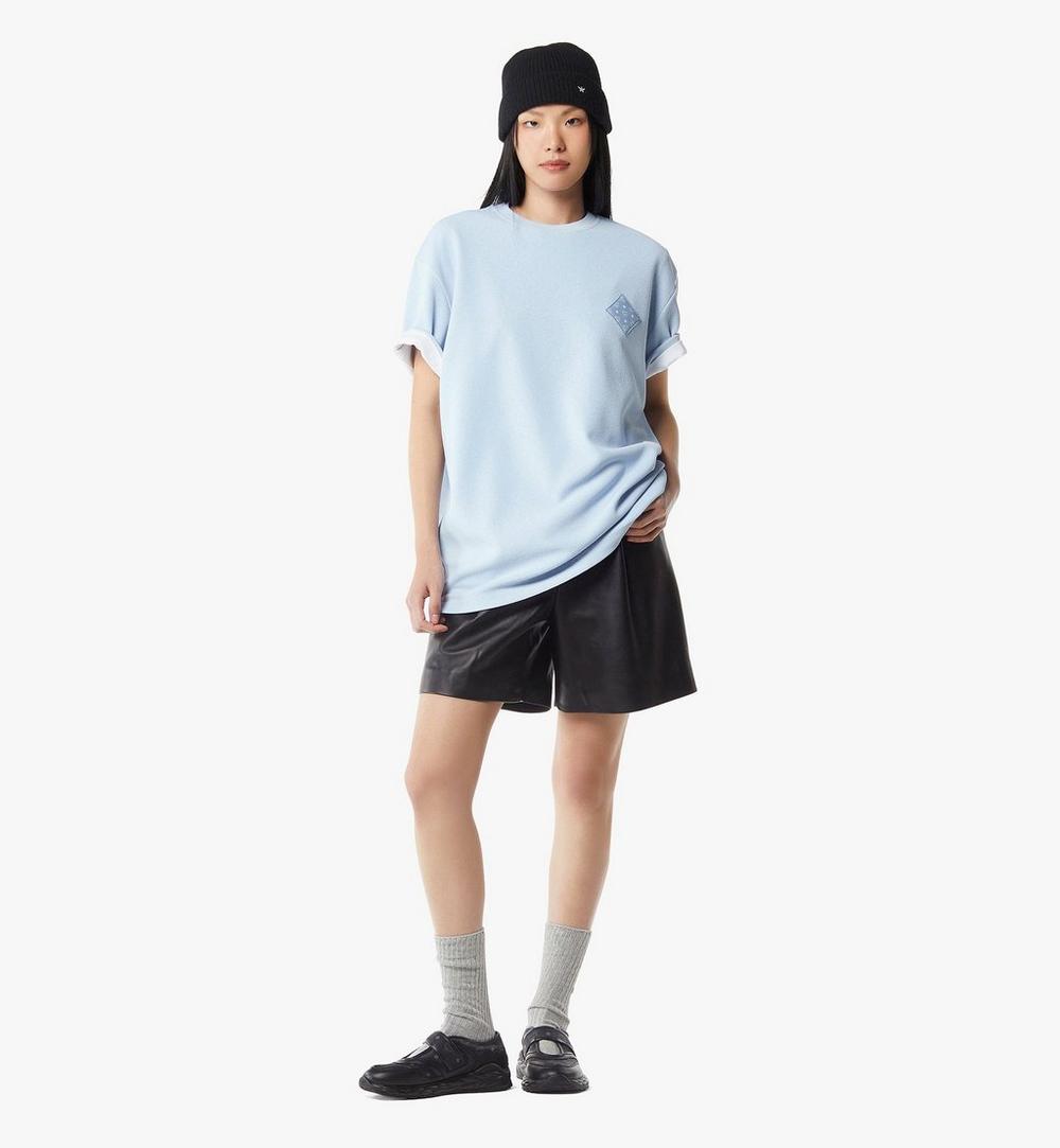 MHTGSMM081G00L-Visetos Patch Bouclé T-Shirt|Baby Blue