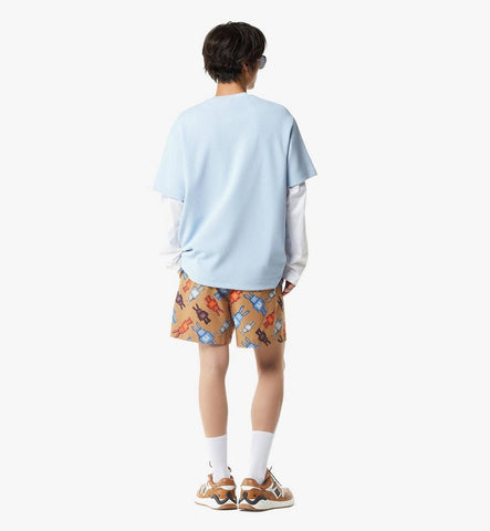 MHTGSMM081G0XS-Visetos Patch Bouclé T-Shirt|Baby Blue