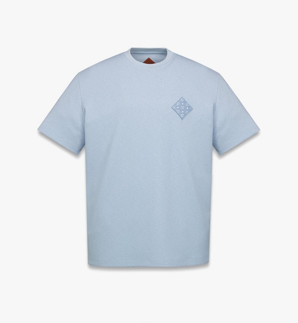 MHTGSMM081G00L-Visetos Patch Bouclé T-Shirt|Baby Blue