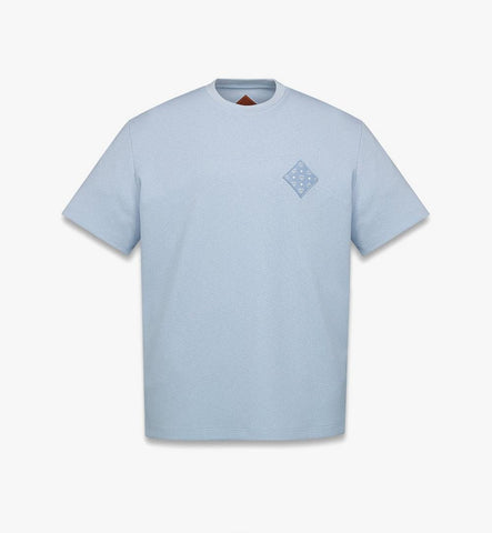 MHTGSMM081G00L-Visetos Patch Bouclé T-Shirt|Baby Blue
