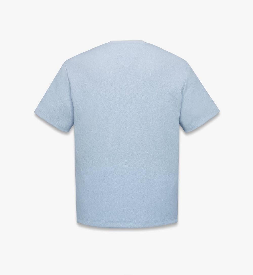 MHTGSMM081G00M-Visetos Patch Bouclé T-Shirt|Baby Blue