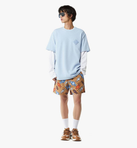 MHTGSMM081G00S-Visetos Patch Bouclé T-Shirt|Baby Blue