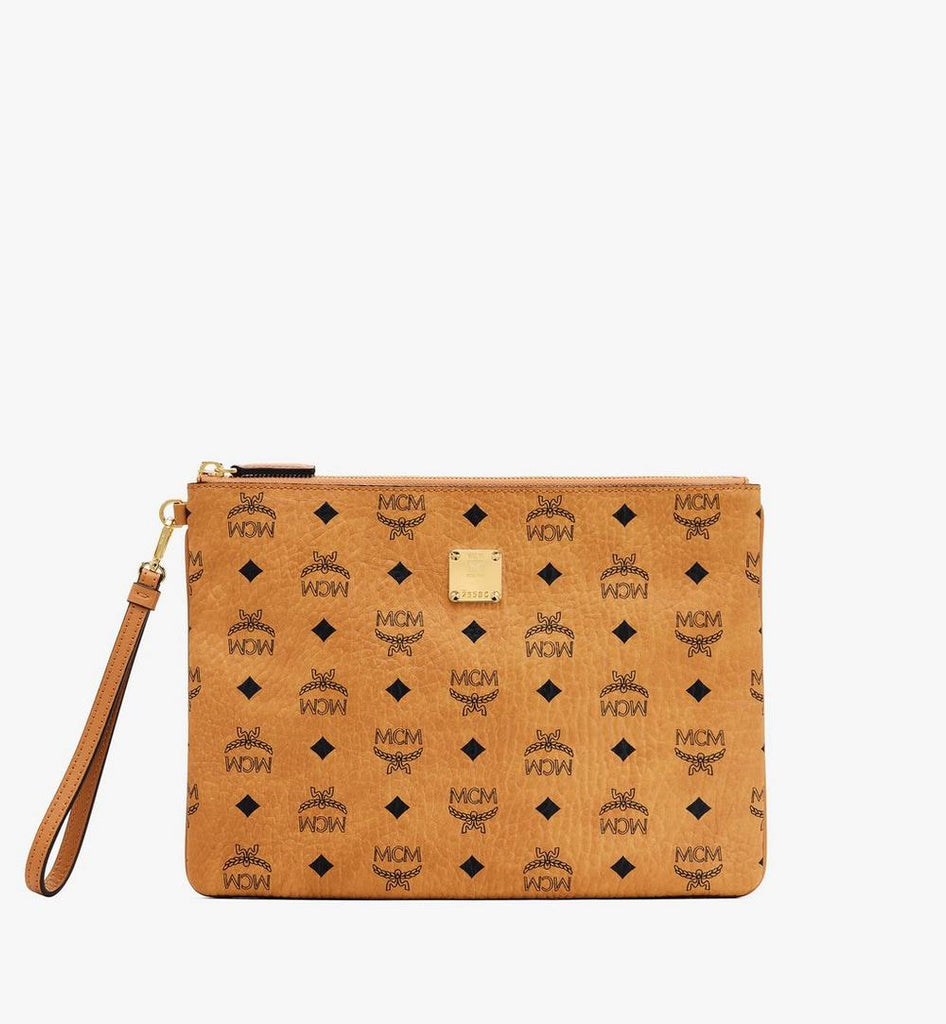 Wristlet Zip Pouch in Visetos Original – mcmworldwide.ksa